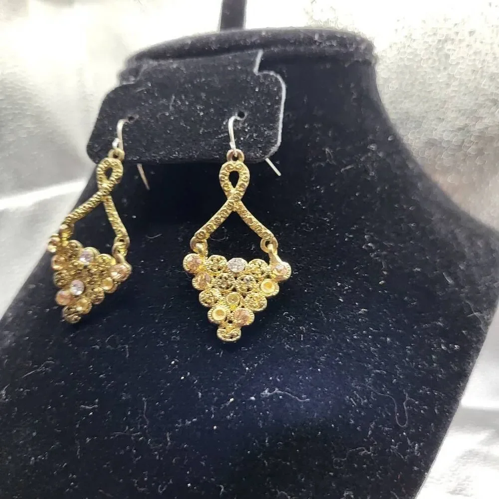 Vintage Vanecci Raw Gold Chandelier Earrrings